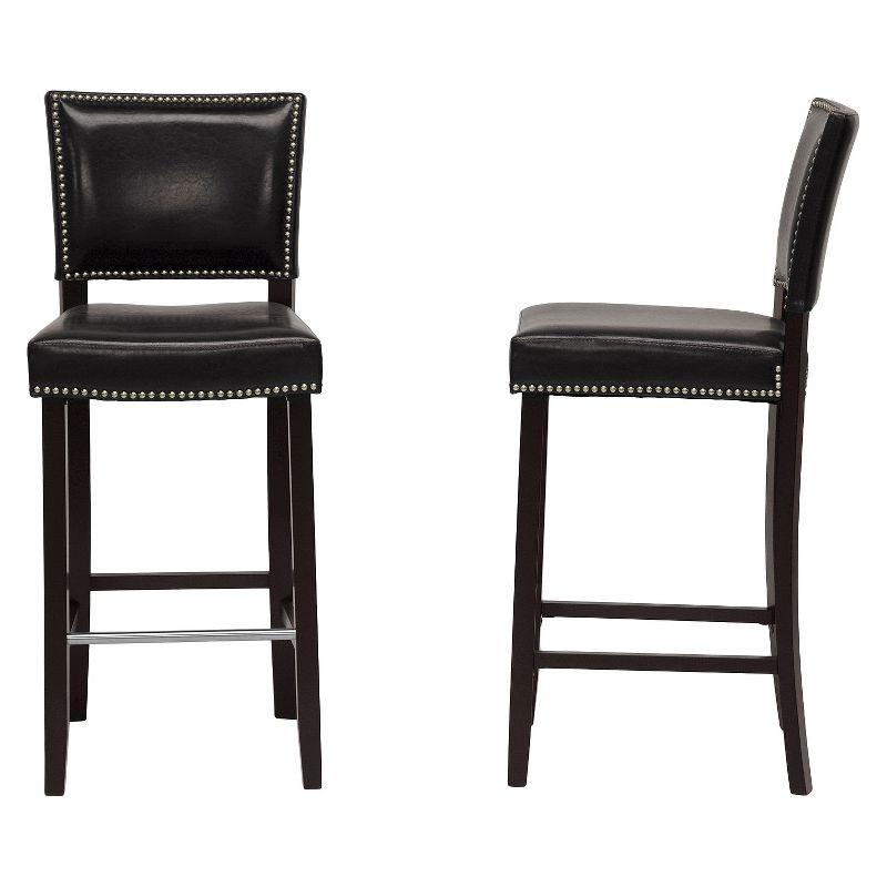 Set of 2 Aries Modern Barstools with Nail Head Trim Black - Baxton Studio