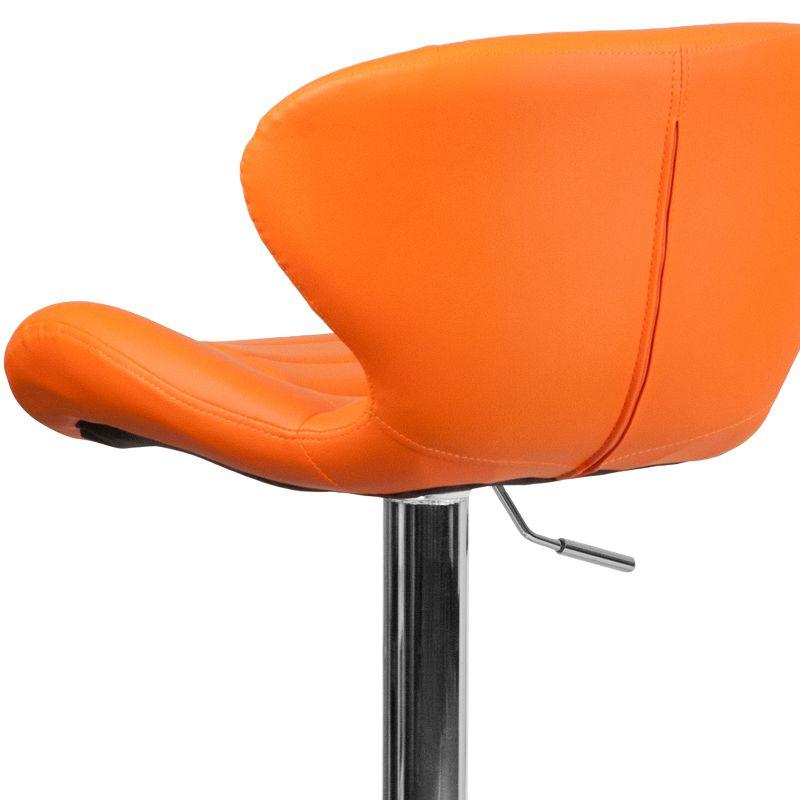 Flash Furniture Contemporary Orange Vinyl Adjustable Height Barstool with Curved Back and Chrome Base