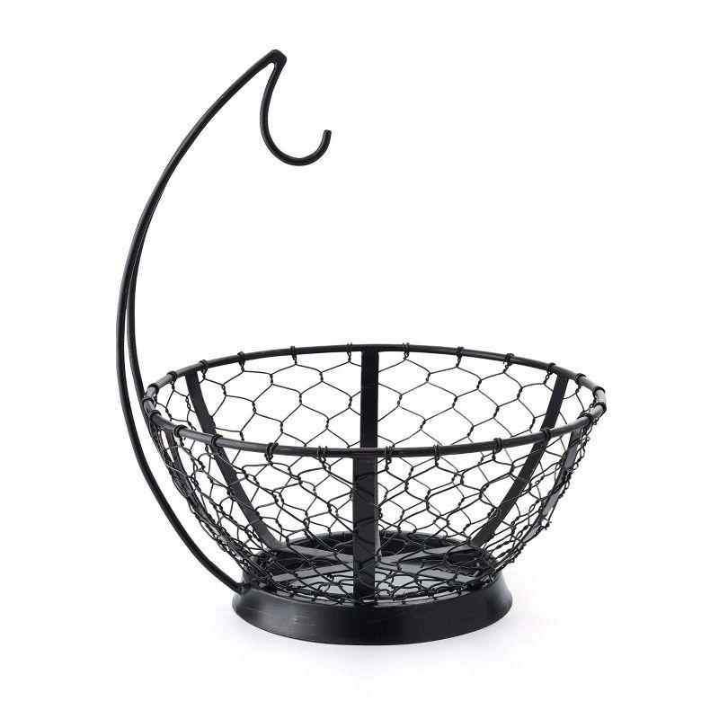 Black Iron Circular Fruit Basket with Banana Hook