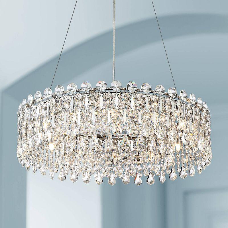 Alyssa Chrome Drum Chandelier with Crystal Accents 27" LED Light