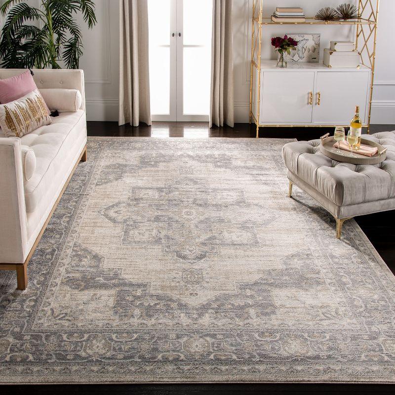 Brentwood BNT865 Power Loomed Indoor Area Rug - Cream/Grey - 5'x5' - Safavieh