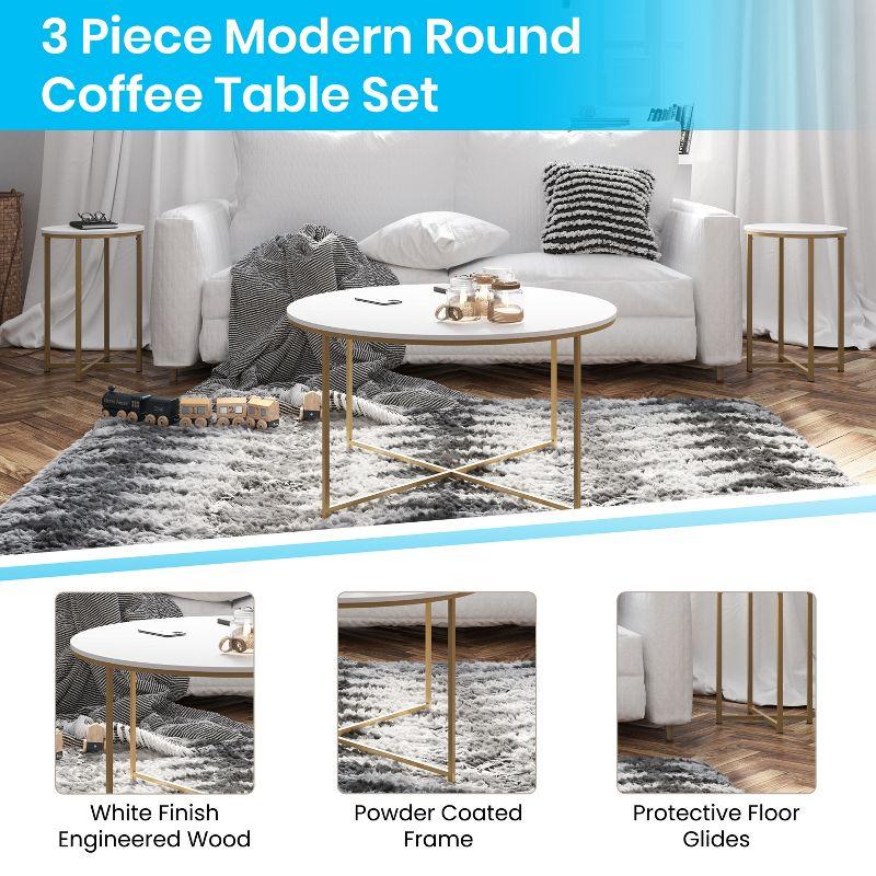 Flash Furniture Hampstead Collection Coffee and End Table Set - Laminate Top with Crisscross Frame, 3 Piece Occasional Table Set