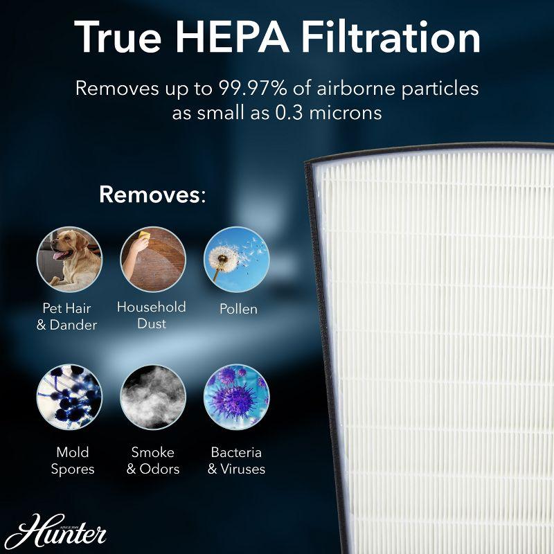 Hunter HP800 Air Purifiers for Home Large Room and Bedroom. True HEPA Air Purifier for Pets, Odors, Allergens, Smoke, Dust, VOC's.