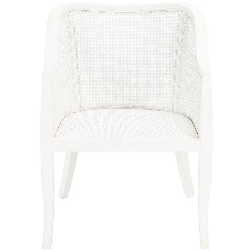 Parsons White Wood & Cane Transitional Arm Chair