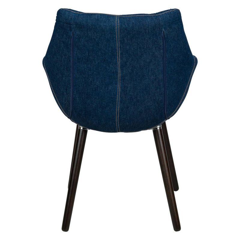 LeisureMod Milburn Modern Accent Chair for Living Rooms, Offices, Lounges – Denim Fabric, Upholstered, Mid-Century Arm Chair