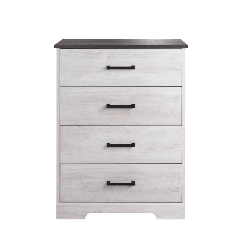 Rustic Gray and White 4-Drawer Farmhouse Chest