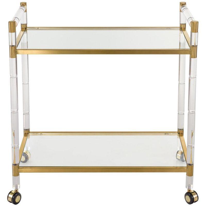 Duval Transitional Gold Acrylic Bar Trolley with Storage