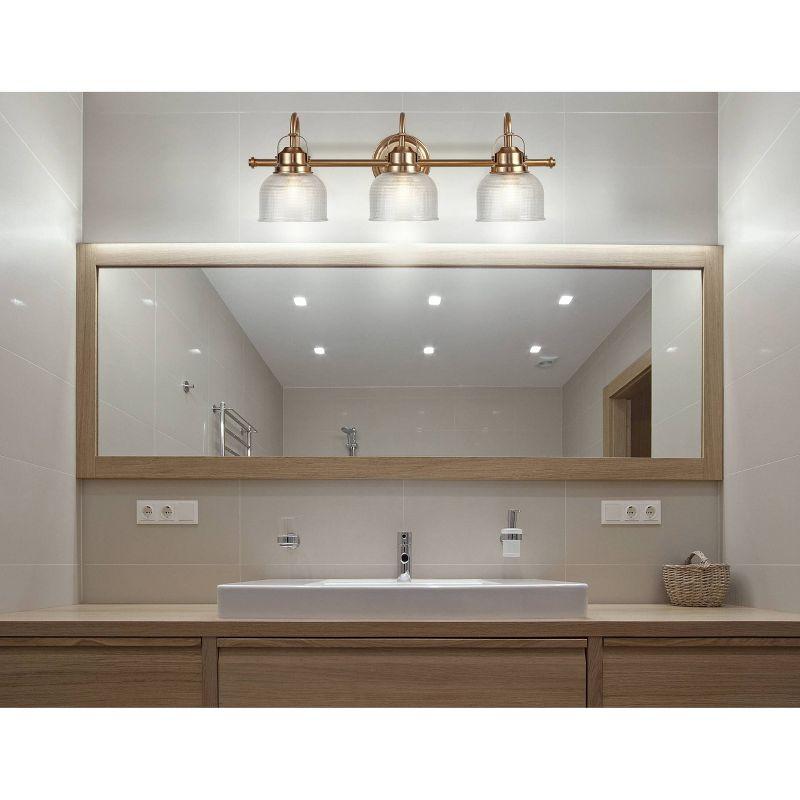 25.25" LED 3-Light Metal/Glass Virginia Pendent Brass/Gold - JONATHAN Y: ETL Listed, Bathroom Fixture
