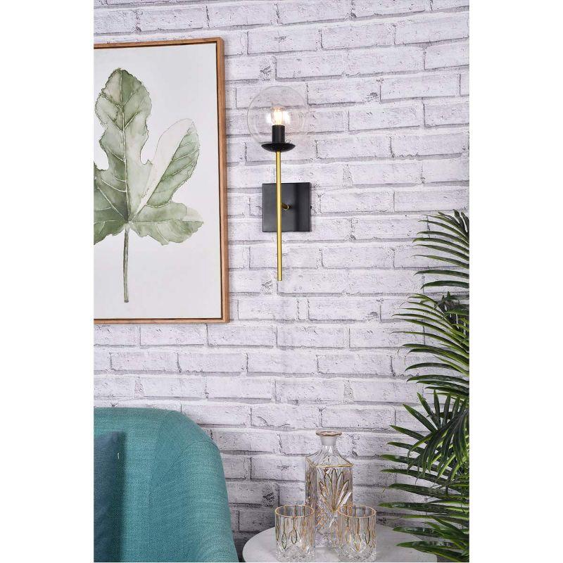 Elegant Lighting Neri 1 light black and brass and clear glass wall sconce