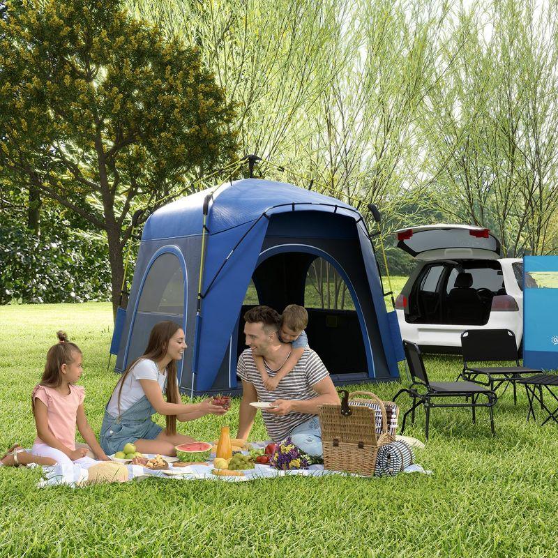 Outsunny Blue and Gray 4-Person Pop-Up Camping Tent