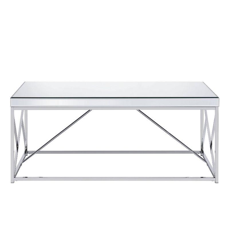 Evelyn Rectangular Chrome Mirrored Glass Cocktail Table