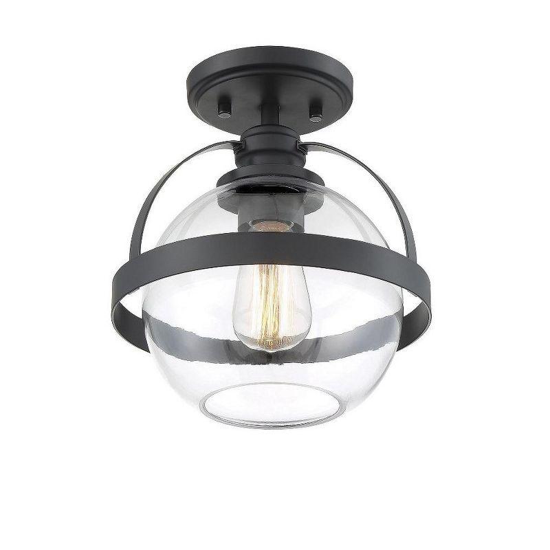 Warm Brass Globe Ceiling Light with Clear Glass Orb