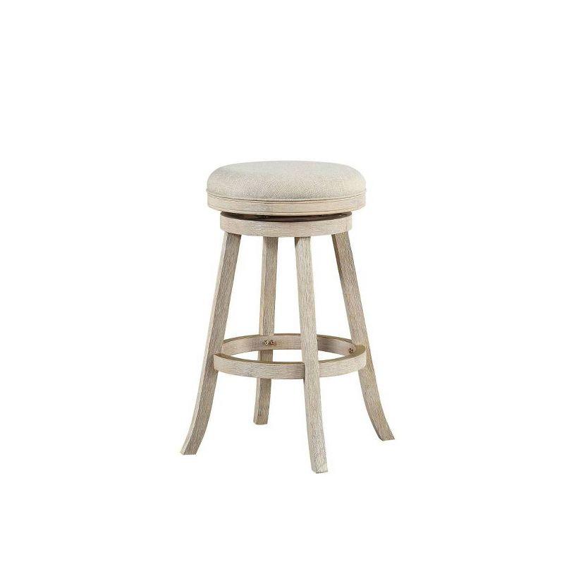 29" Fenton Swivel Barstool Wire Brush Ivory - Boraam: Eco-Friendly Rubberwood, Linen Upholstery, 360° Swivel