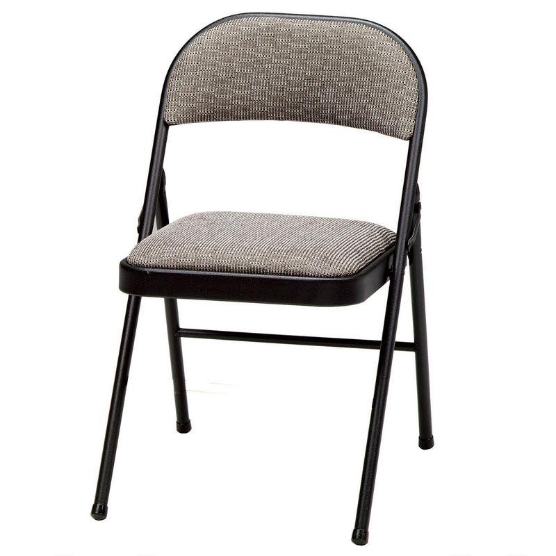 MECO Sudden Comfort Deluxe Metal Fabric Padded Folding Chair Set for Indoor Home Special Occasions or Outdoor Events, Black (Set of 4)