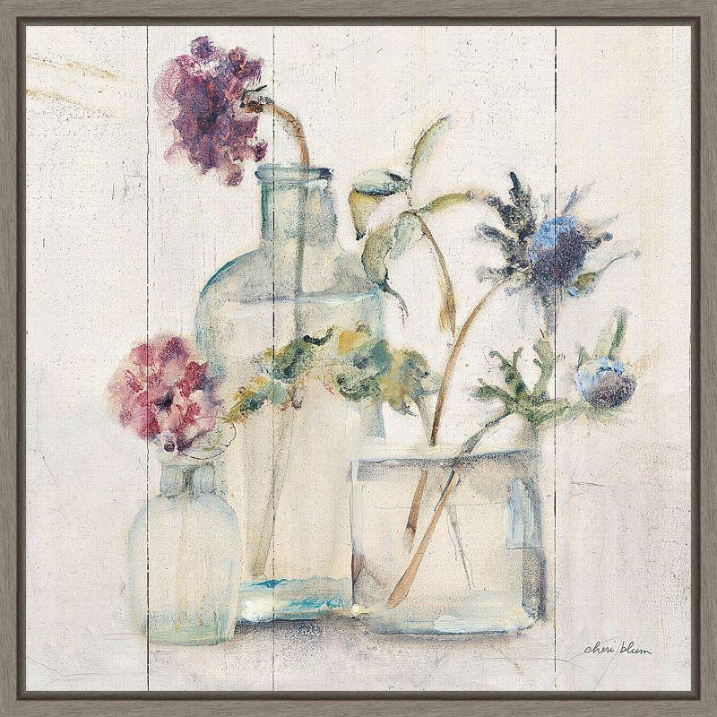 22 x 22 Gray Wash Floral Botanical Canvas Print