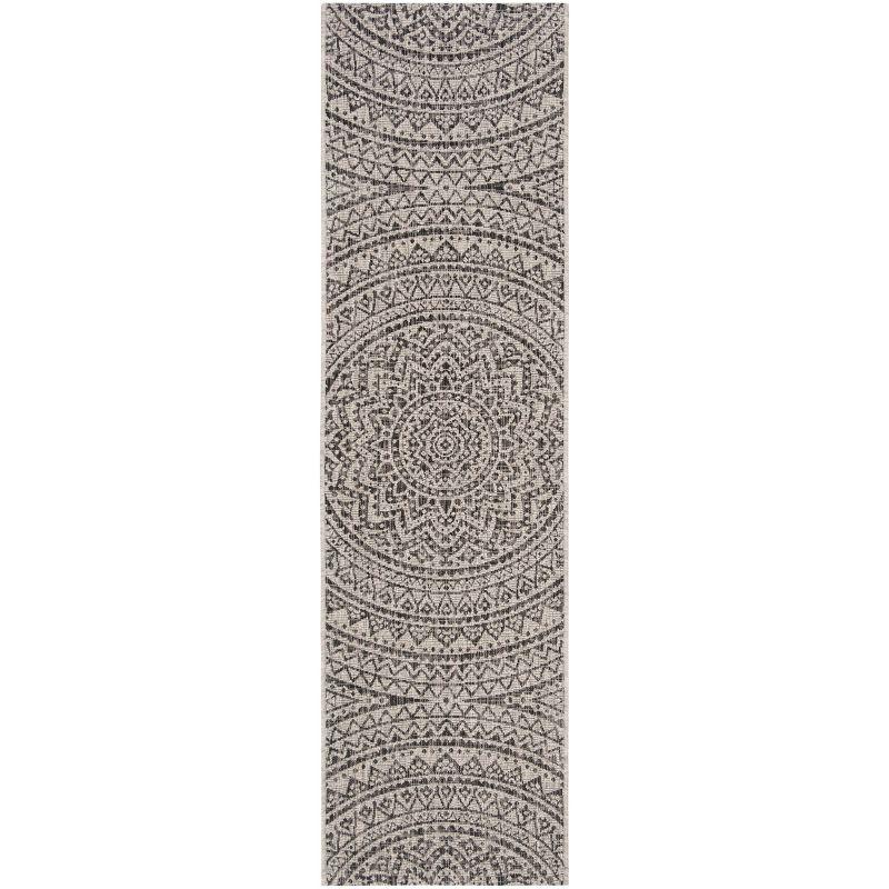 Courtyard CY8734 Power Loomed Indoor and Outdoor Runner Rug - Light Grey/Black - 2'3"x10' - Safavieh