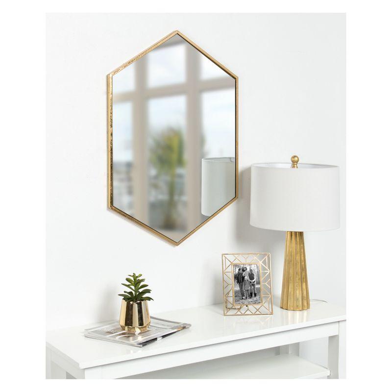 Antique Gold Hexagon 31" Metal Wall Mirror