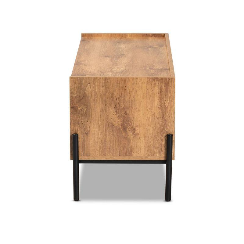 Tasman Wood and Metal 2 Door TV Stand for TVs up to 45" Natural Brown/Black - Baxton Studio