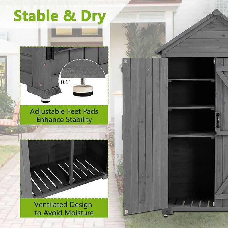 Outdoor Storage Cabinet, Wood Garden Tool Shed, Lockable Garden Shed with Shelves and Latch, Wooden Shed Closet for Lawn Backyard Garden