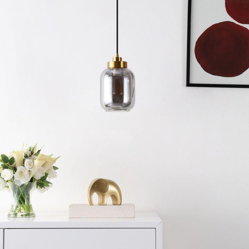 Ethyx 6" Gold and Smoke Grey Glass Pendant Light