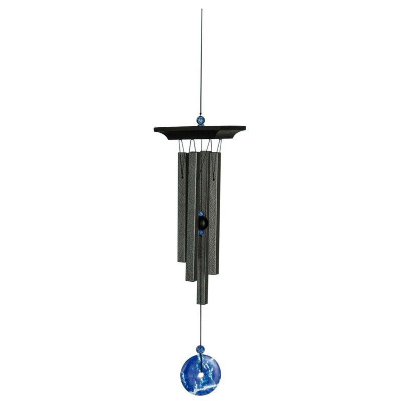 Blue Lapis Faux Stone Wind Chime with Black Metal Tubes