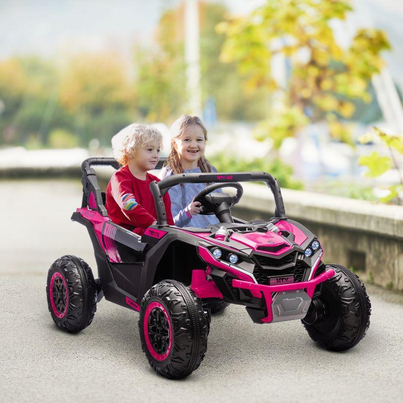 Qaba 24V 7AH Ride on Car, 2 Seater 4MPH Ride on UTV Battery Powered Toy Car