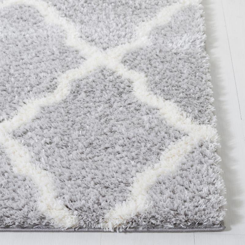 Light Grey and White Geometric Shag 5' x 7' Area Rug