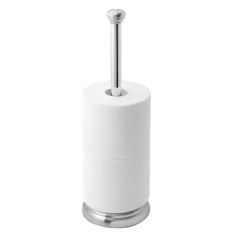 iDesign York Metal Toilet Tissue Roll Reserve, Brushed Stainless Steel and Chrome