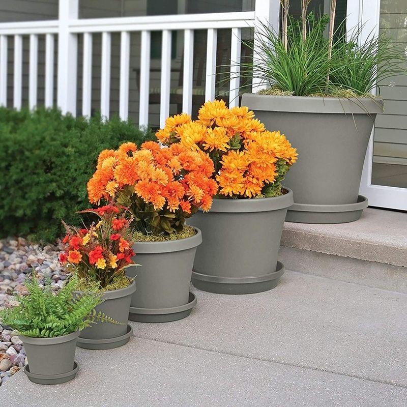 Bloem Terra Plastic Pot Planter, Pebble Stone, 10in
