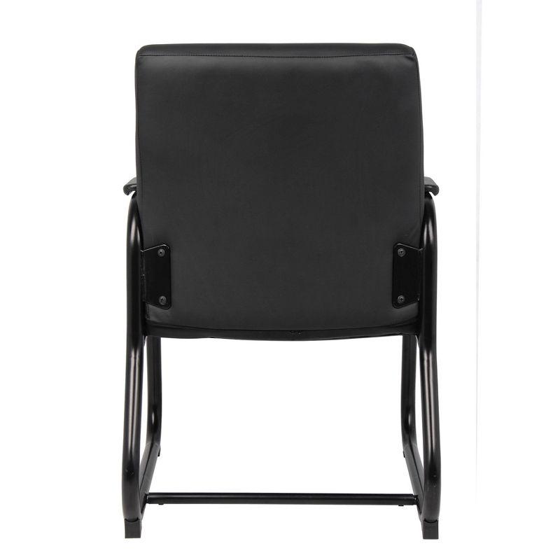 Boss Office Products Guest Chair Heavy Duty Black: Metal Frame, Fixed Arms, Padded, Sled Base, 350 lb Capacity