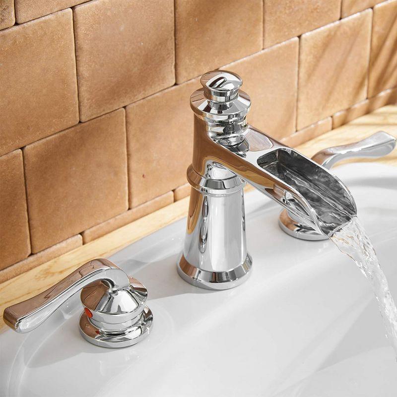 BWE 8 in. Waterfall Widespread 2-Handle Bathroom Faucet With Drain Assembly