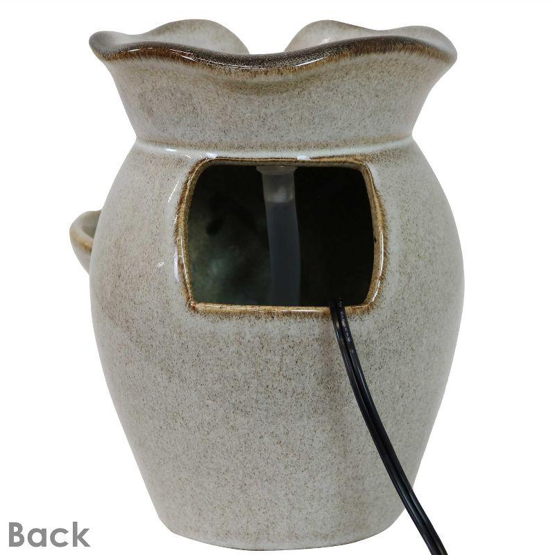 Sunnydaze Indoor Home Decorative Smooth Ceramic Cascading Side Tiers Tabletop Water Fountain - 8" - Light Brown