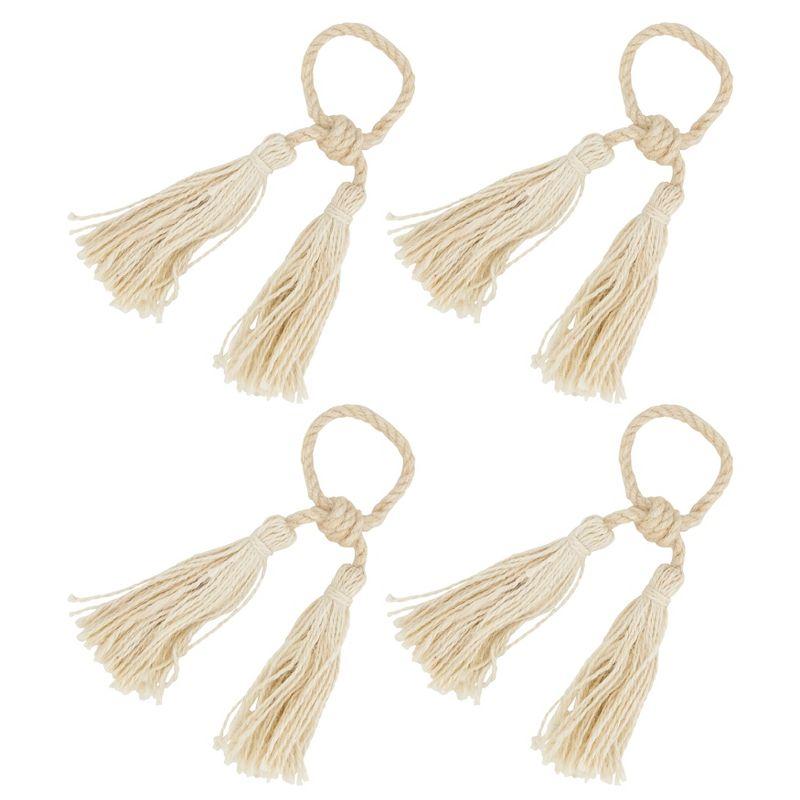 Saro Lifestyle Jute Tassel Napkin Rings (set of 4)