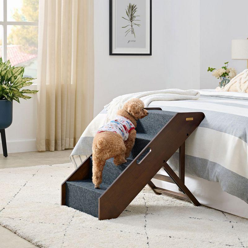 MECO Stakmore Pet Steps with Solid Hardwood Construction and Foldable Design, Stairs for High Beds for Pets in All Life Stages, Espresso