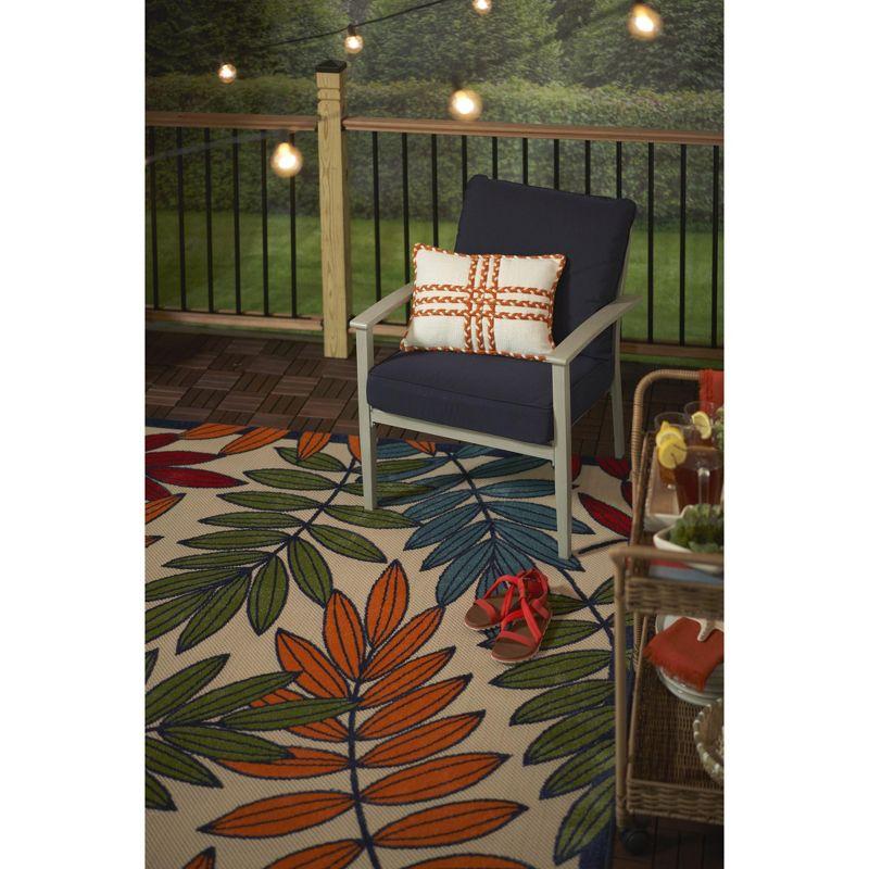 Nourison Aloha Floral Leaf Flatweave High-Low Indoor Outdoor Area Rug Multicolor 6' x 9'