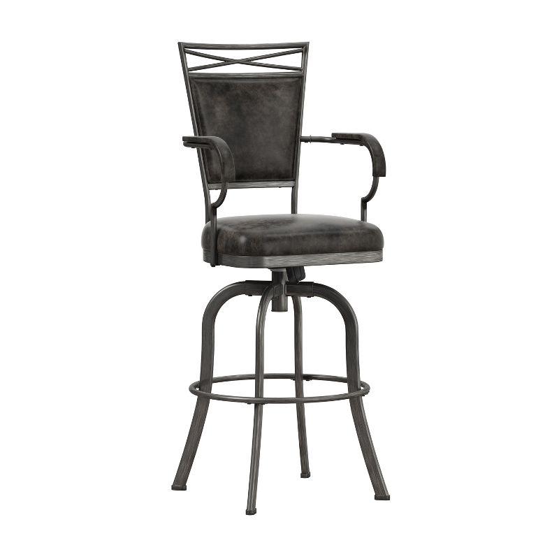 Hillsdale Furniture Bridgetown Metal Bar Height Swivel Stool Pewter: Upholstered, Armrests