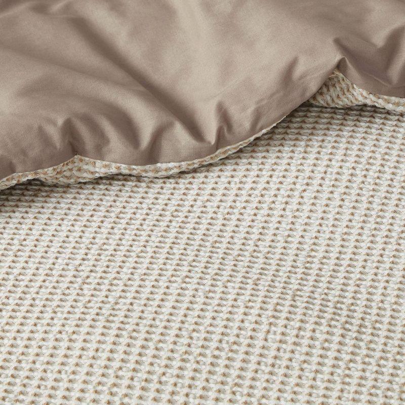 Taupe Greige Cotton Blend Waffle Weave Duvet Cover Set