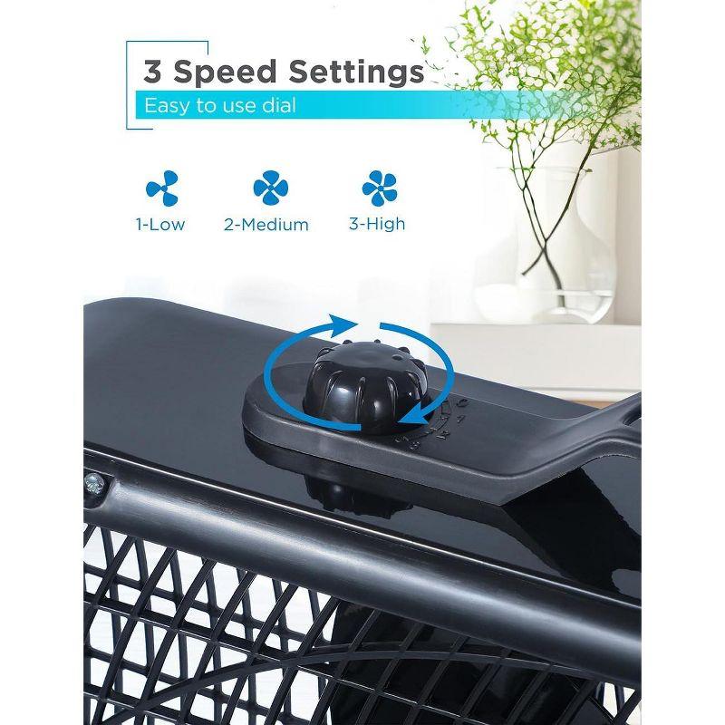BLACK+DECKER BFP Series BLACK+DECKER 20” Box Fan with 3 Speed Settings, Powerful 80W Motor, 5-Blade Box Fan with Carry Handle, Rotary Knob, Black