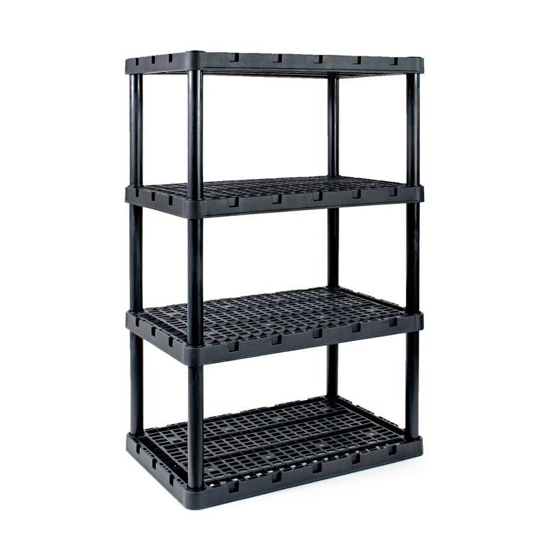 Gracious Living 4 Shelf Knect-A-Shelf Ventilated Light Duty Storage Unit, Black