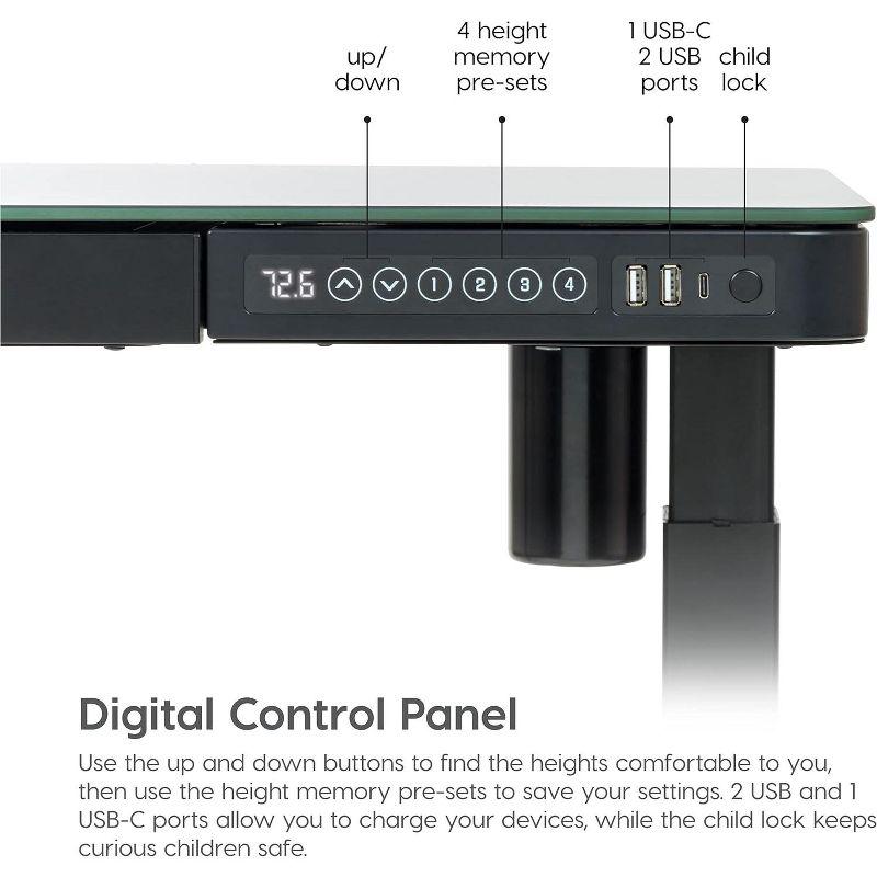 Black Adjustable Height Standing Desk with USB Port and Drawer