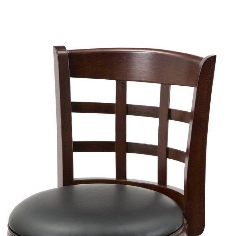 Kyoto Cherry Wood and Leather 360° Swivel Barstool