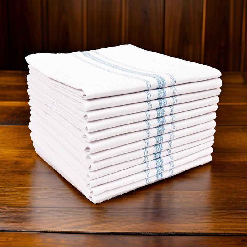 KAF Home Farmhouse Stripe Set Of 12 Kitchen Towels - 15" x 25", In Teal