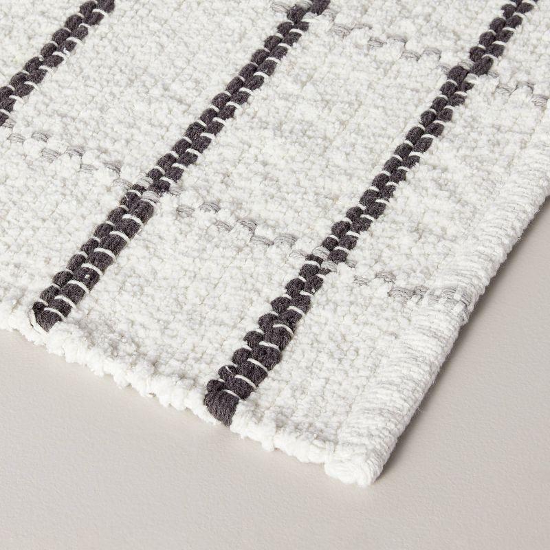 20"x32" Grid Weave Bath Rug Cream/Gray - Hearth & Hand™ with Magnolia: Woven Cotton, Machine Washable