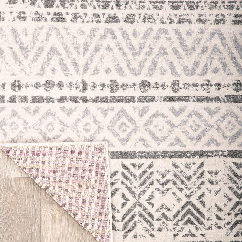 World Rug Gallery Geometric Distressed Bohemian Gray 6'6" x 9' Area Rug