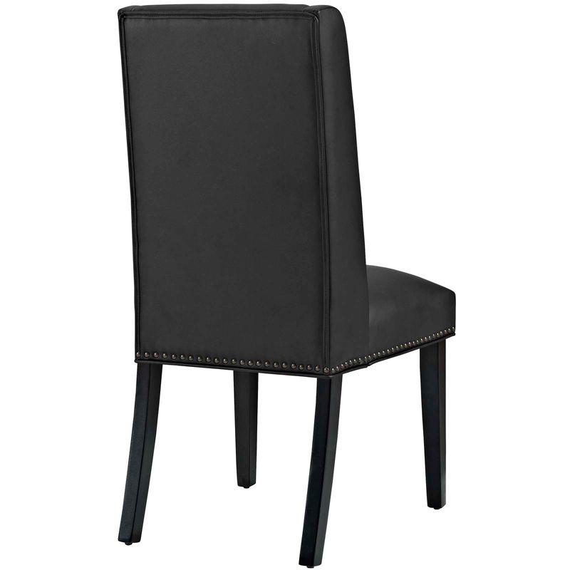 Black Faux Leather High Back Parsons Side Chair