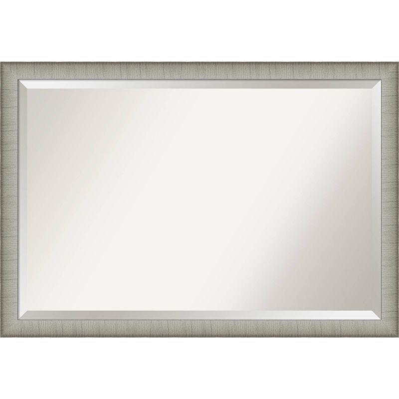 39" x 27" Elegant Brushed Framed Bathroom Vanity Wall Mirror Pewter - Amanti Art: Modern Rectangular Polystyrene Frame, No Assembly Required