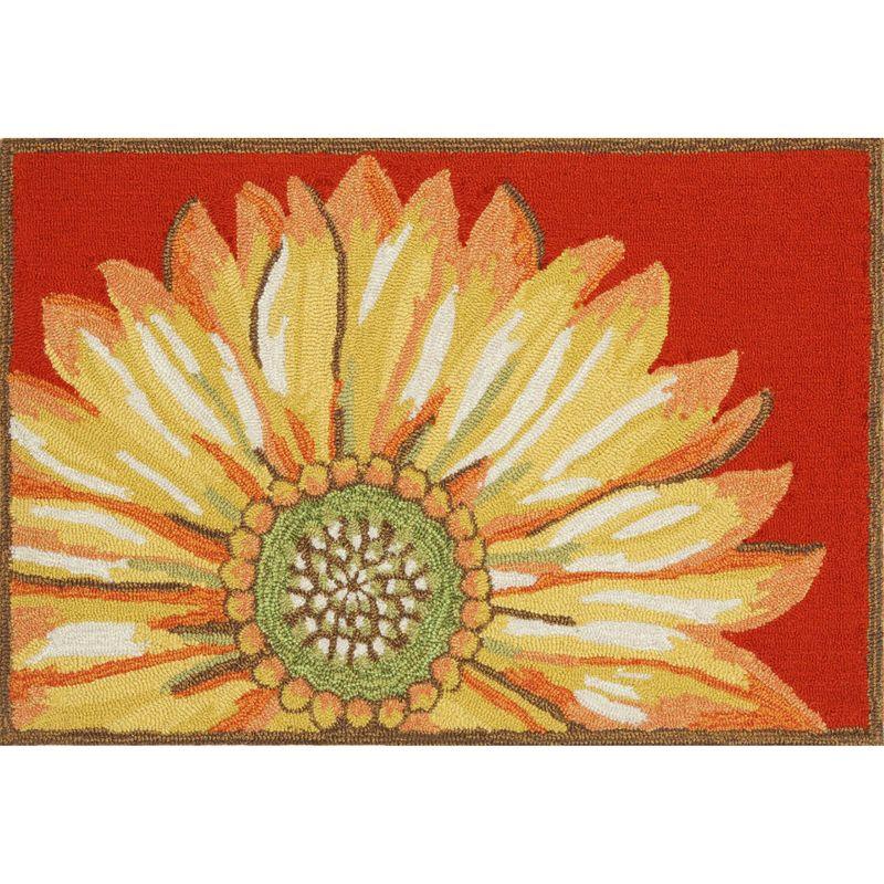 Sunflower Bliss Red Synthetic 31" Rectangular Indoor/Outdoor Rug