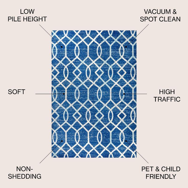 Blue and Gray 8' x 10' Synthetic Trellis Area Rug