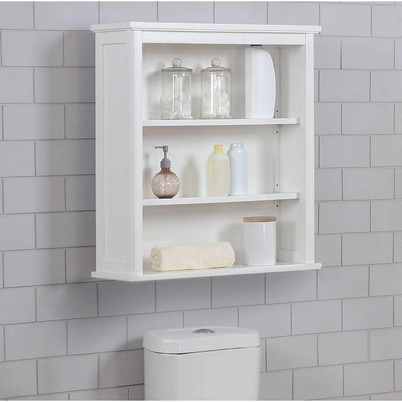 Dorset Wall Mounted Bath Storage Cabinet with Two Open Shelves White - Alaterre Furniture: Hardwood Construction, No Assembly Required