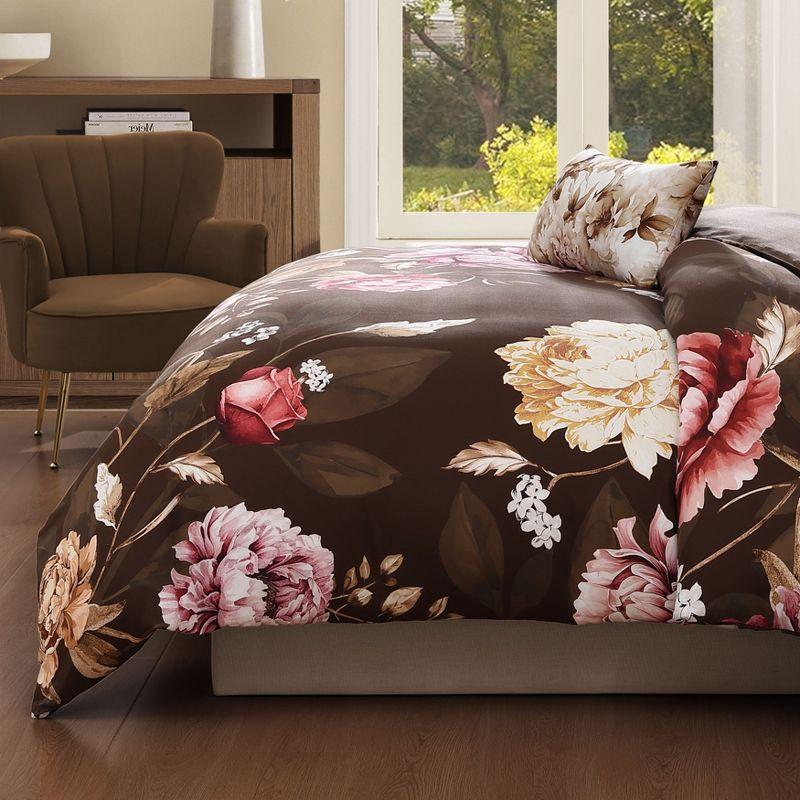 BeBeJan Bebejan Floral Garden on Mocha 100% Cotton 5-Piece Reversible Comforter Set